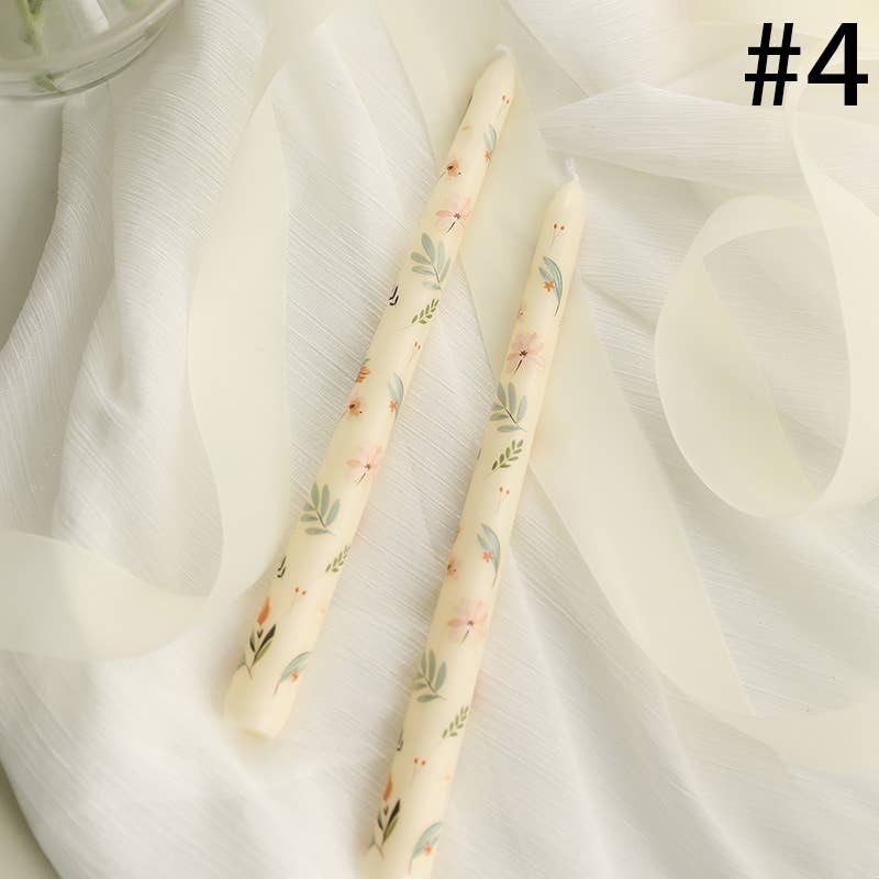 Velas Meta - Vela navideña sin humo de tallo largo con estampado floral de 25 cm