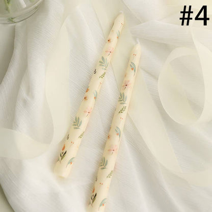 Velas Meta - Vela navideña sin humo de tallo largo con estampado floral de 25 cm
