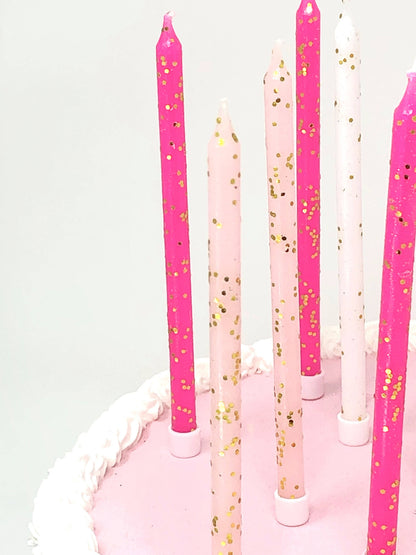 Pink Tones Gold Glitter 16 Candle Set