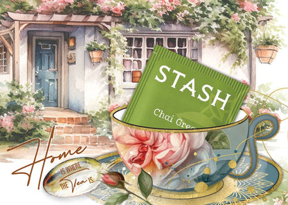 TEA GREETING Card w. REAL TEA BAG - Home is where the Tea is
