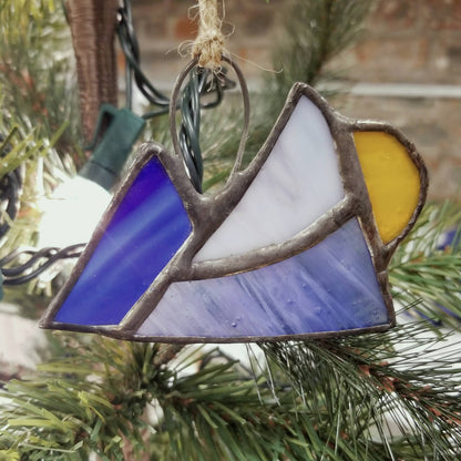Stained Glass Mountains with Sun Ornament