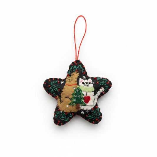 Black Star / Brown Dog Cat ornament