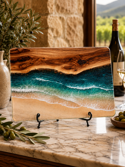 Coastal Tempered Glass Cutting Board: 8x11 inch