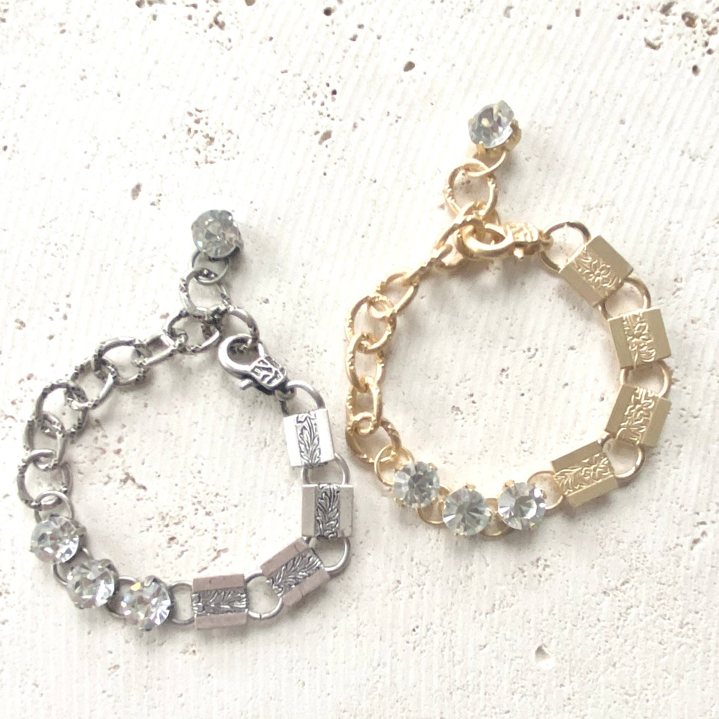 Crystal Bracelet Mixed Chain Vintage Style Boutique Salon