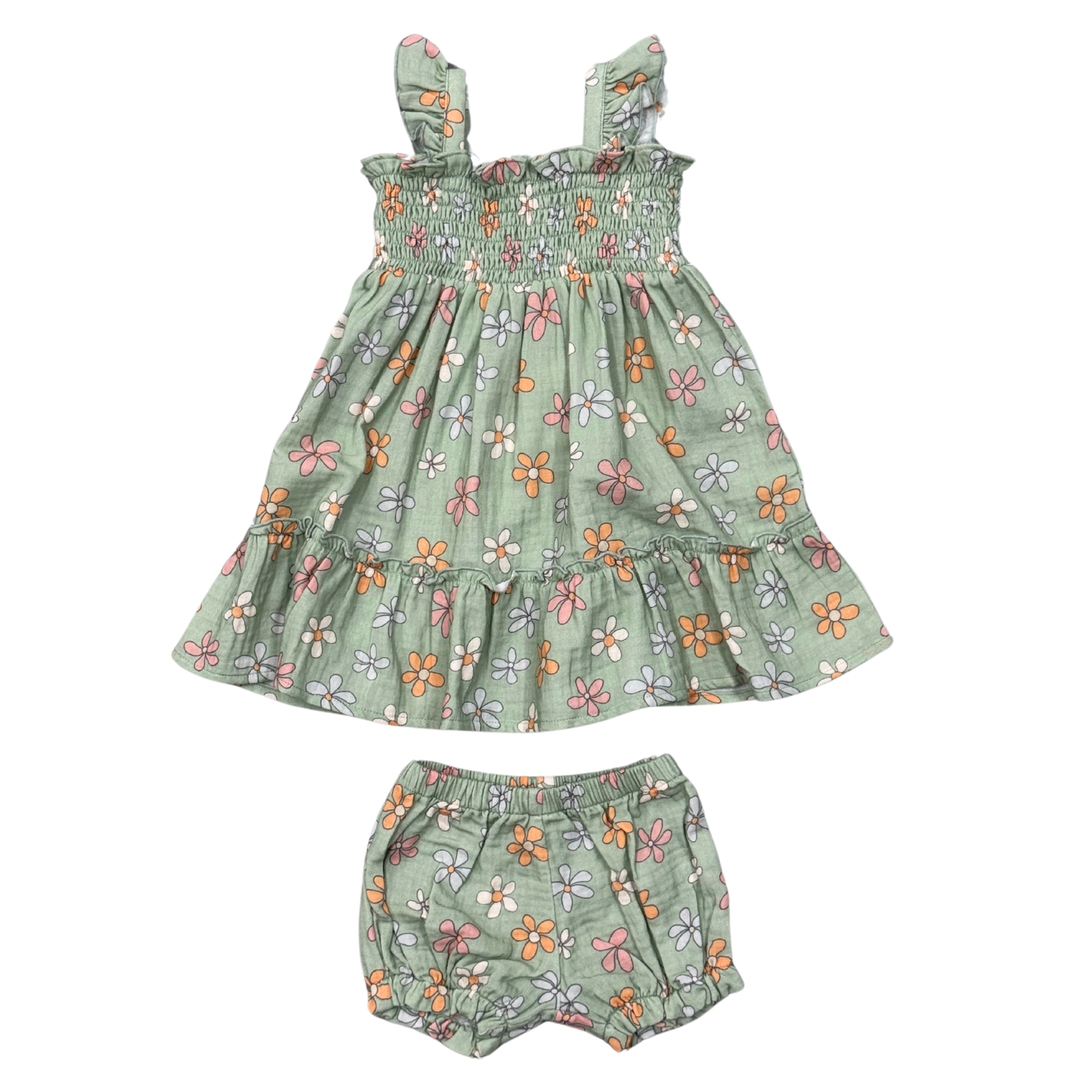 Babysprouts Flutter Dress Set: Sketched Daisy / 0-3M