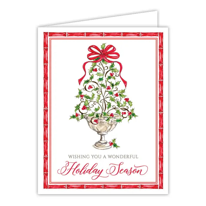 Wishing You Wonderful Holiday Season Holly Greeting Card