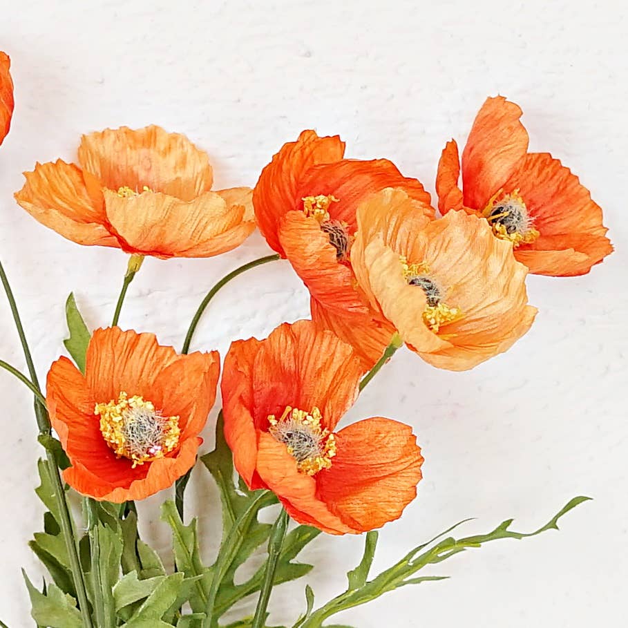16inL Wrinkle Poppy Bush-Orange-