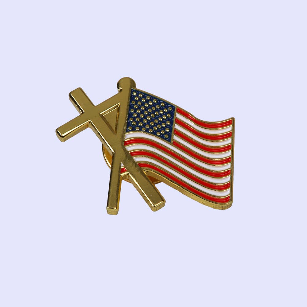 Swanson Christian Products - Lapel Pin Cross and Flag PK3