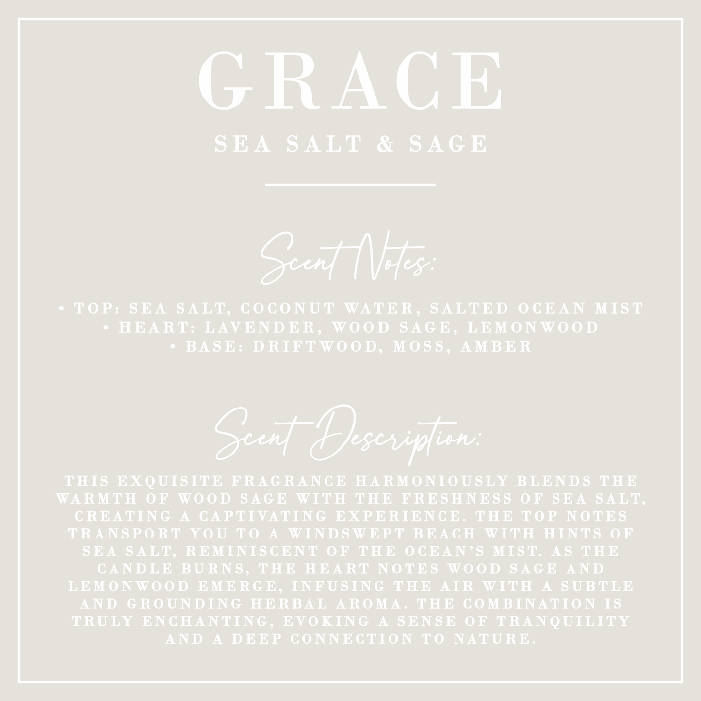 GRACE | Sea Salt + Sage Candle | Signature Collection