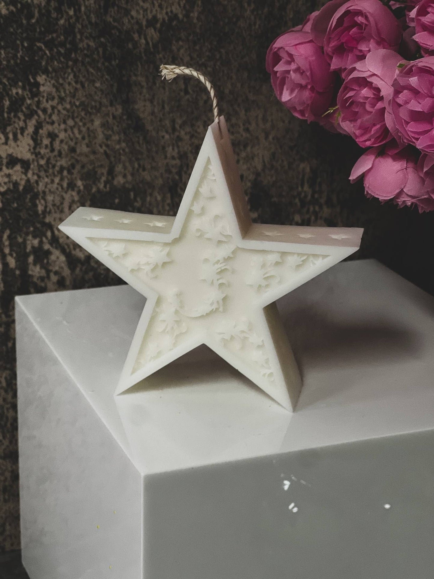 Mandala Crescent Moon Star Candle 5x5in - Religion