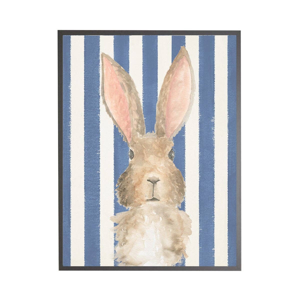 Watercolor Baby Bunny On Navy Stripes