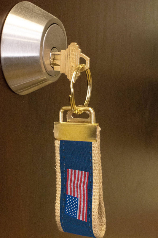 American Flag Woven Ribbon Key Chain