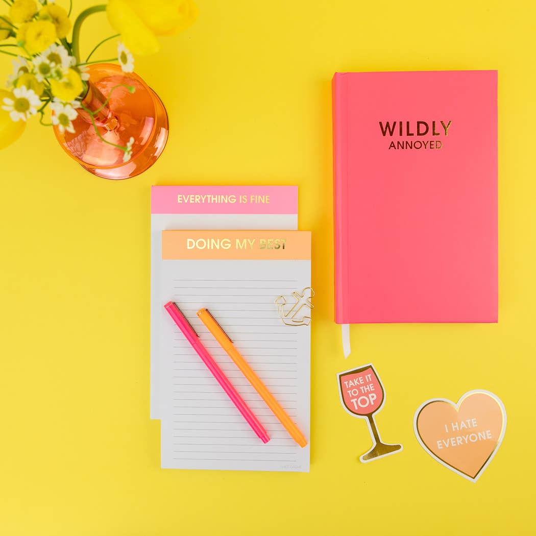 Chez Gagné - Everything Is Fine - Lined Notepad - Pink - 65 perforated pages - 5x8