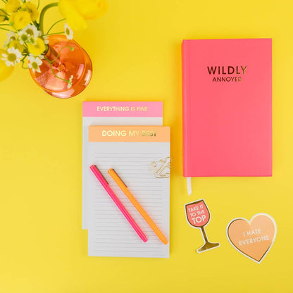 Chez Gagné - Everything Is Fine - Lined Notepad - Pink - 65 perforated pages - 5x8