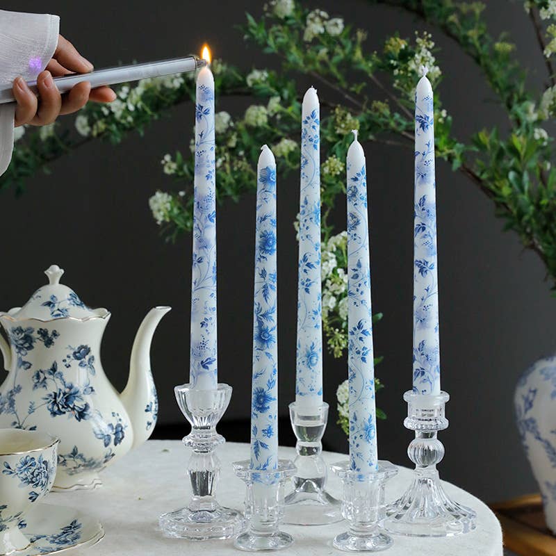 Blue and White Porcelain Smokeless Taper Candle