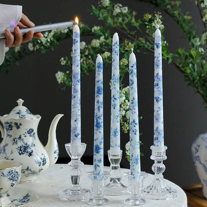 Blue and White Porcelain Smokeless Taper Candle