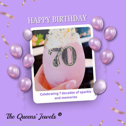 70th Birthday Stemless Wine Glass