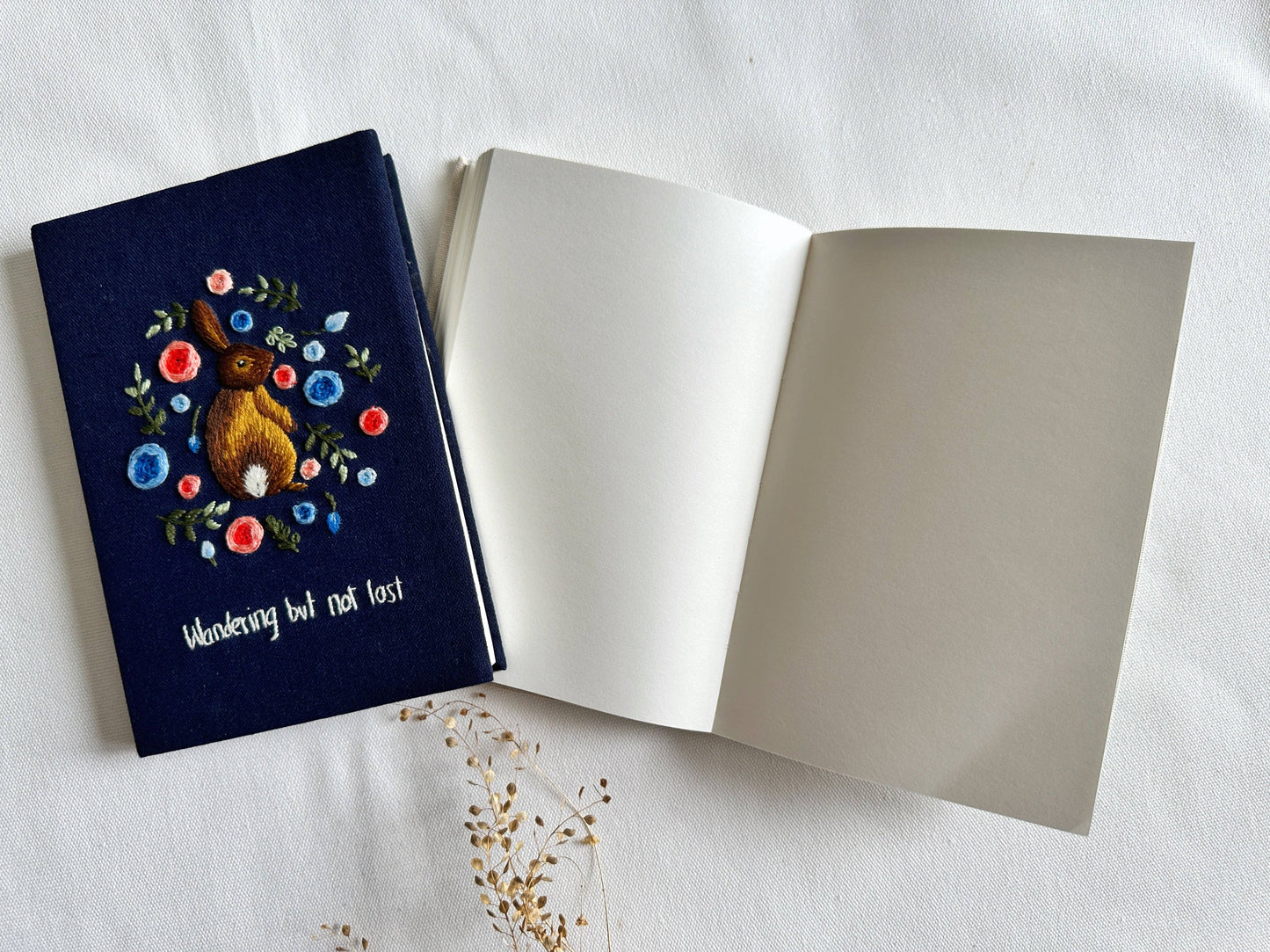 Handmade Journal with Cute Embroidery & Inspirational Quote, Collection Rory