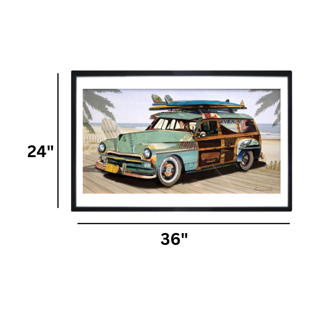 3D Collage Art | Surf's Up Woody (36"x24")