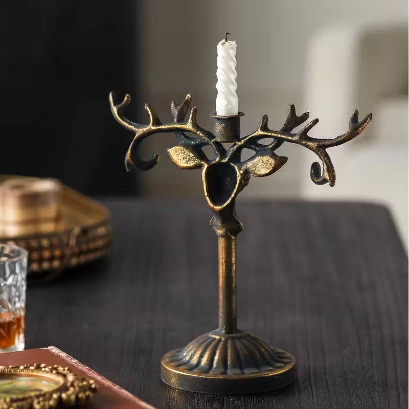 Vagabond Vintage - Antique-Style Deer Antler Candle Holder