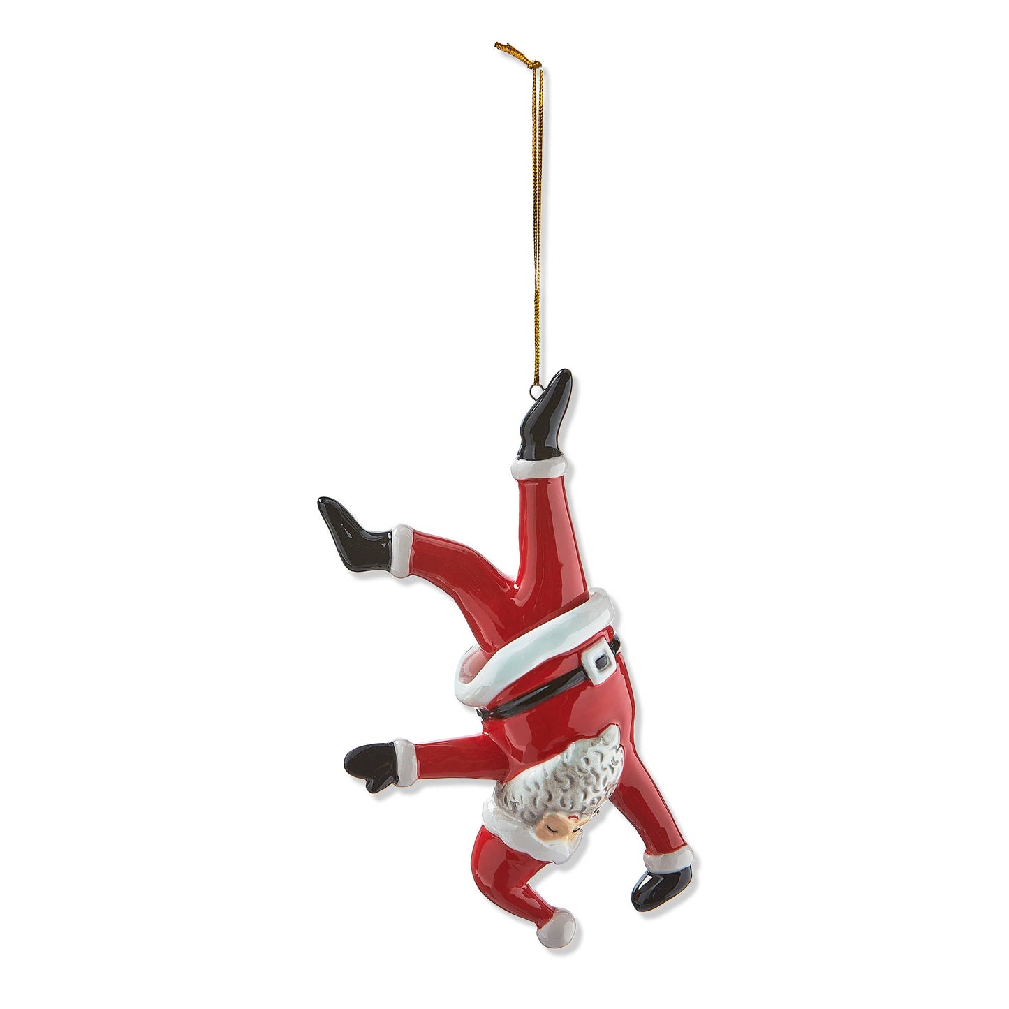 Dancing Santa Handstand Ornament Red Dolomite Christmas