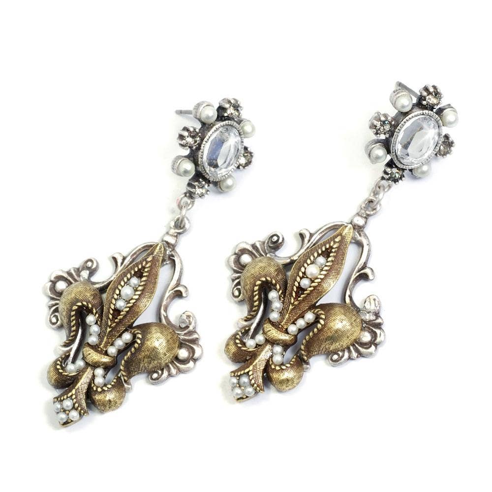 Joyería Sweet Romance - Pendientes de flor de lis francesa E1121