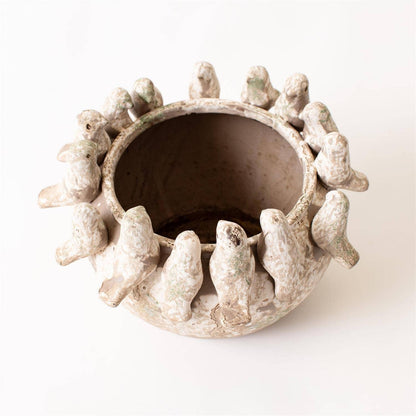 Planter - Rustic Glaze With Birds All Around