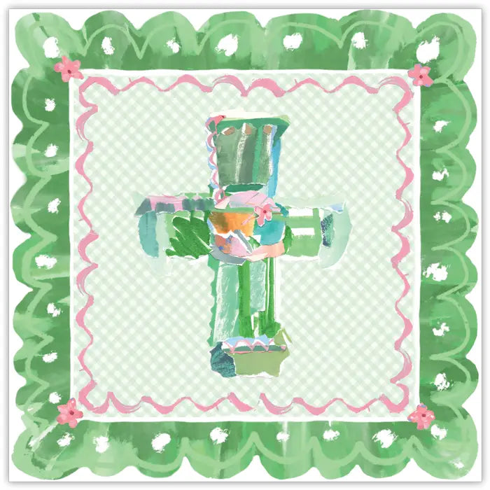 Green Cross with Ribbon Border Square Placemat