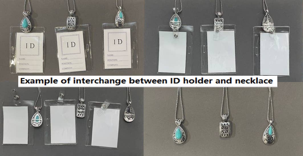 Abalone Filigree Studded Oval ID Holder & Necklace