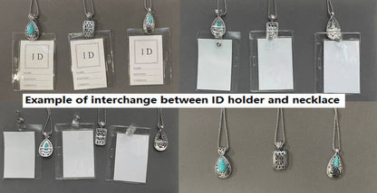 Abalone Filigree Studded Oval ID Holder & Necklace