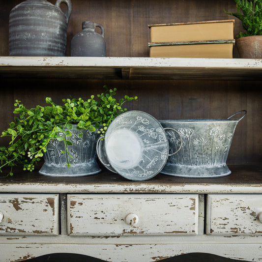 TWO HANDLE FLOWER BUCKET - Sold Separately