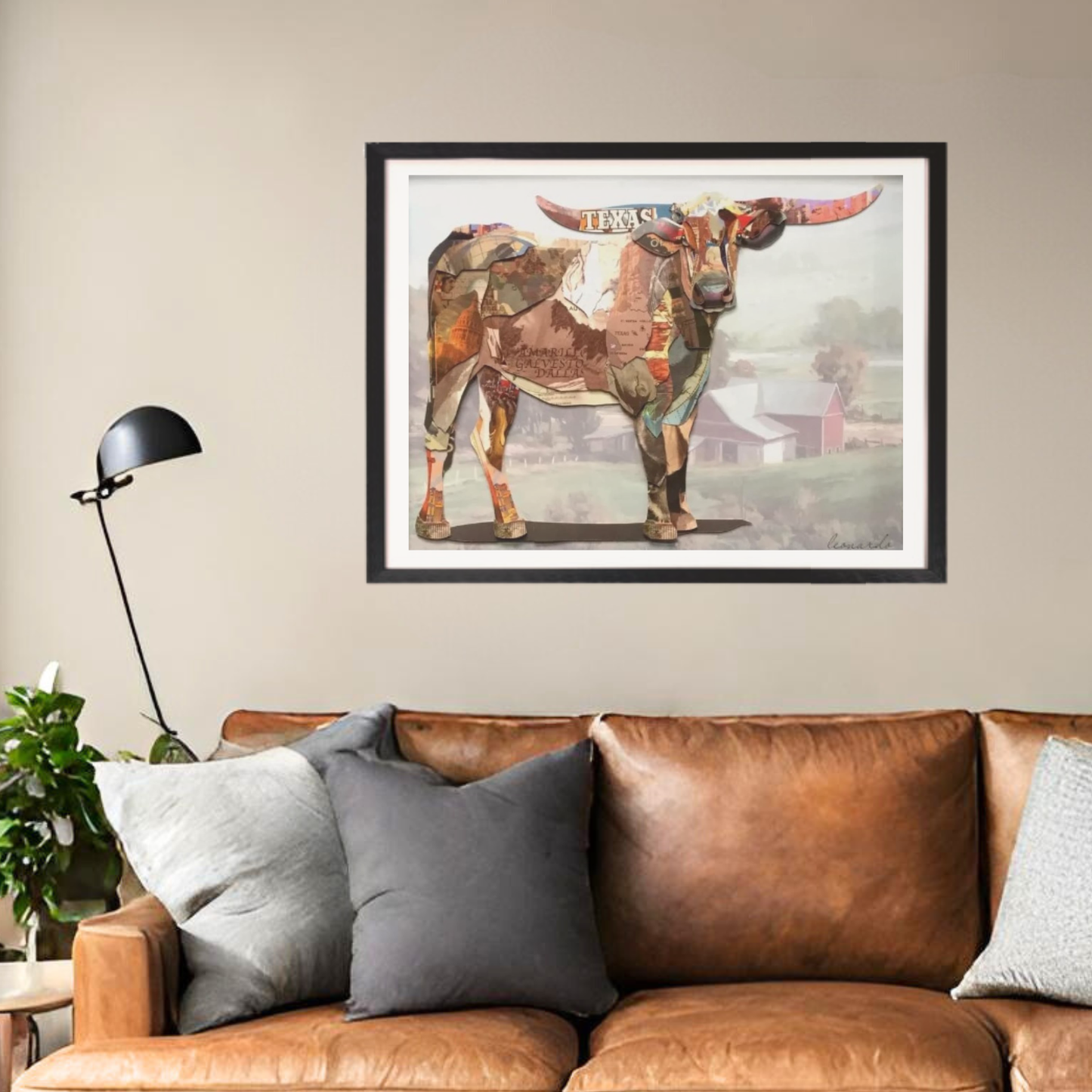 3D Collage Art | Texas Longhorn Steer (32"x38")