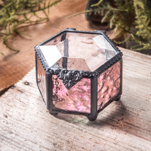 Jewelry Box Pink Rose Glass