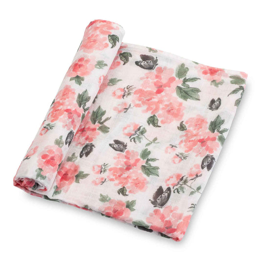 LollyBanks - Pretty in Peony Baby Muslin Swaddle Blanket