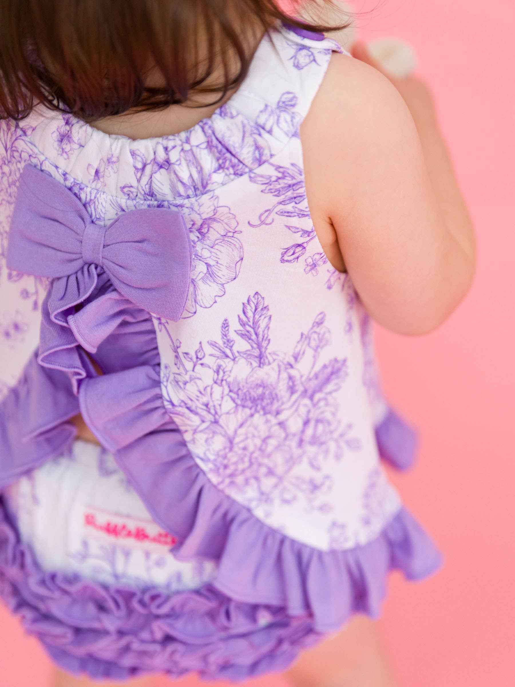 Baby Girls Wisteria Purple Butterfly Garden Toile Knit Swing Top & Bloomer Set: Purple / 0-3m