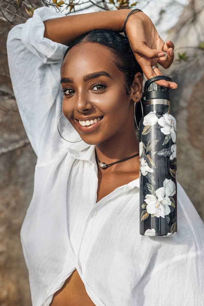 Magnolia | Dark Floral Magnolia 25oz Insulated Water Bottle