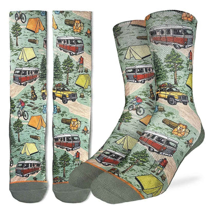 Men's Vintage Camping Trip Socks: Shoe Size 8-13