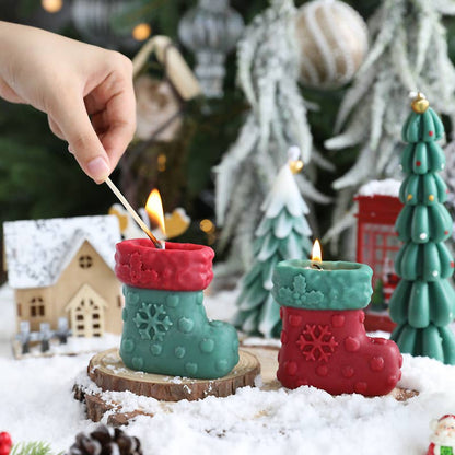 Velas Meta - Vela perfumada decorativa hecha a mano con forma de calcetín navideño