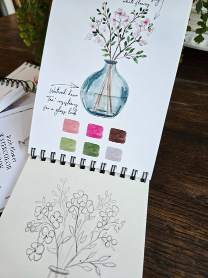 Watercolor Workbook, Spiral Bound, Birth Month Flowers