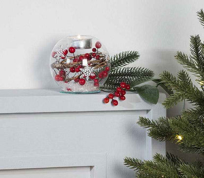 Red Berry & Snow Ball Votive-3.5"D