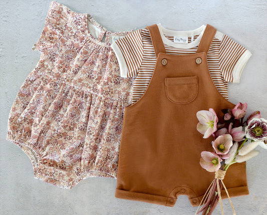 Baby Spring Flutter Sleeve Short Romper- Spring Bouquet: 6-9m