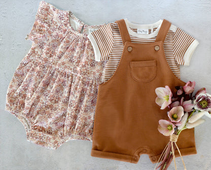 Baby Spring Flutter Sleeve Short Romper- Spring Bouquet: 3-6m