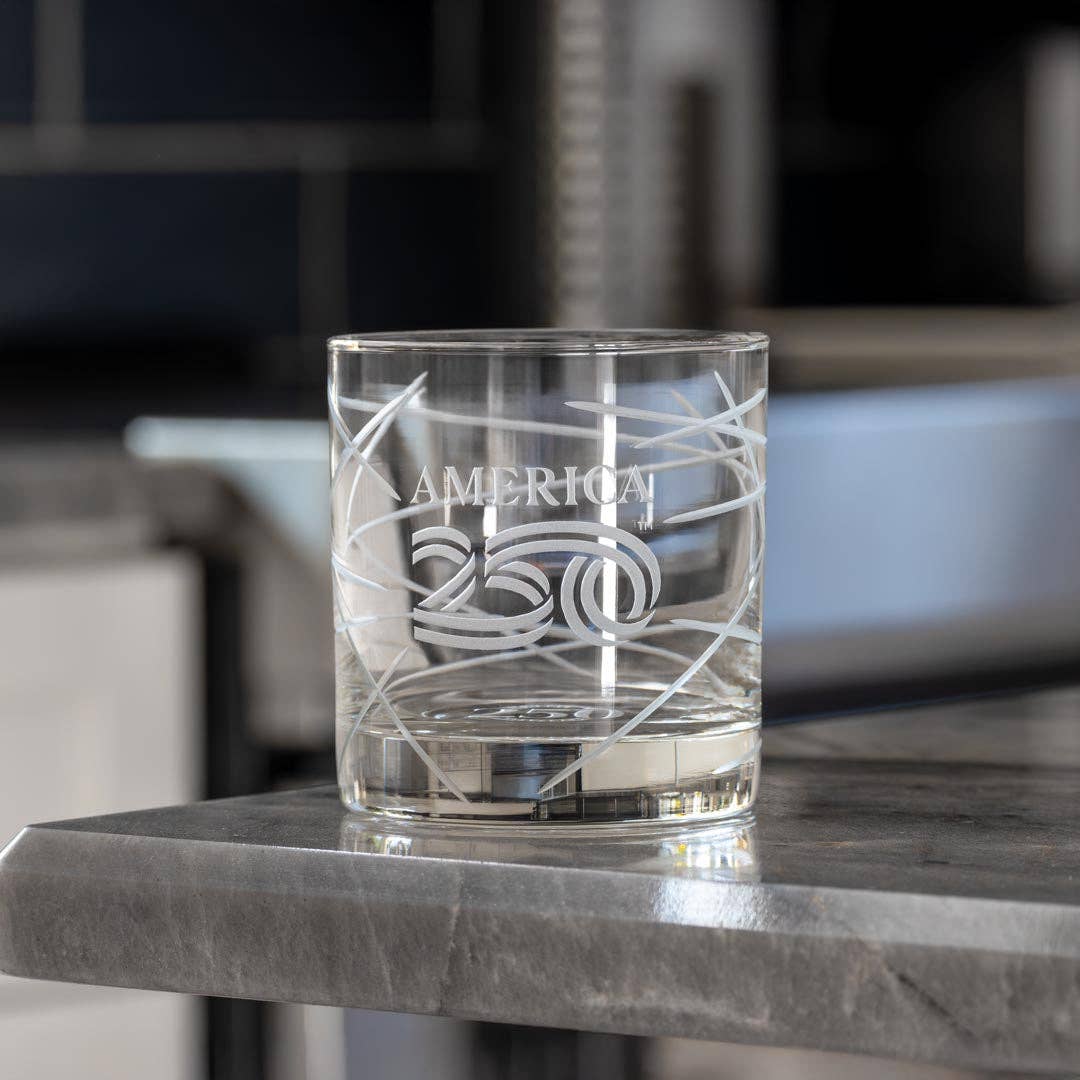 America250™ Longitude 10oz On the Rocks Whiskey Glass Set of 2