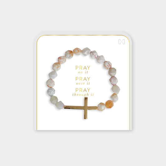 Pray on it, Pray over it, Pray through it Bracelet - SeaFoam