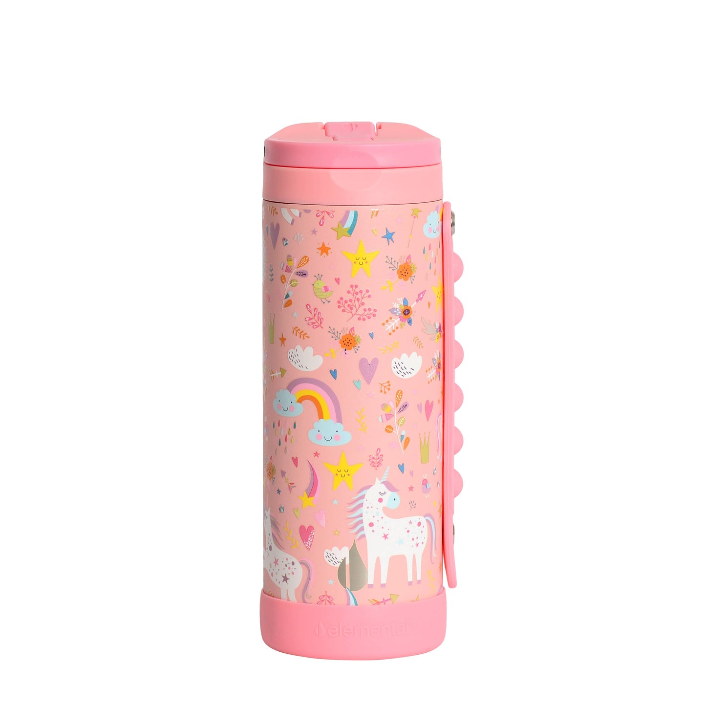 Fidget Strap Kids Stainless Bottle 14oz Pink Unicorn