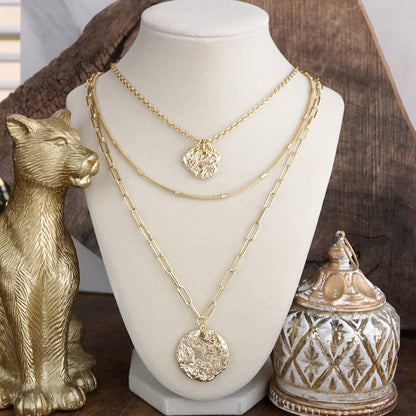 PennyLine inc - Treasure Trio – 3-in-1 Layered Hammered Coins Necklace