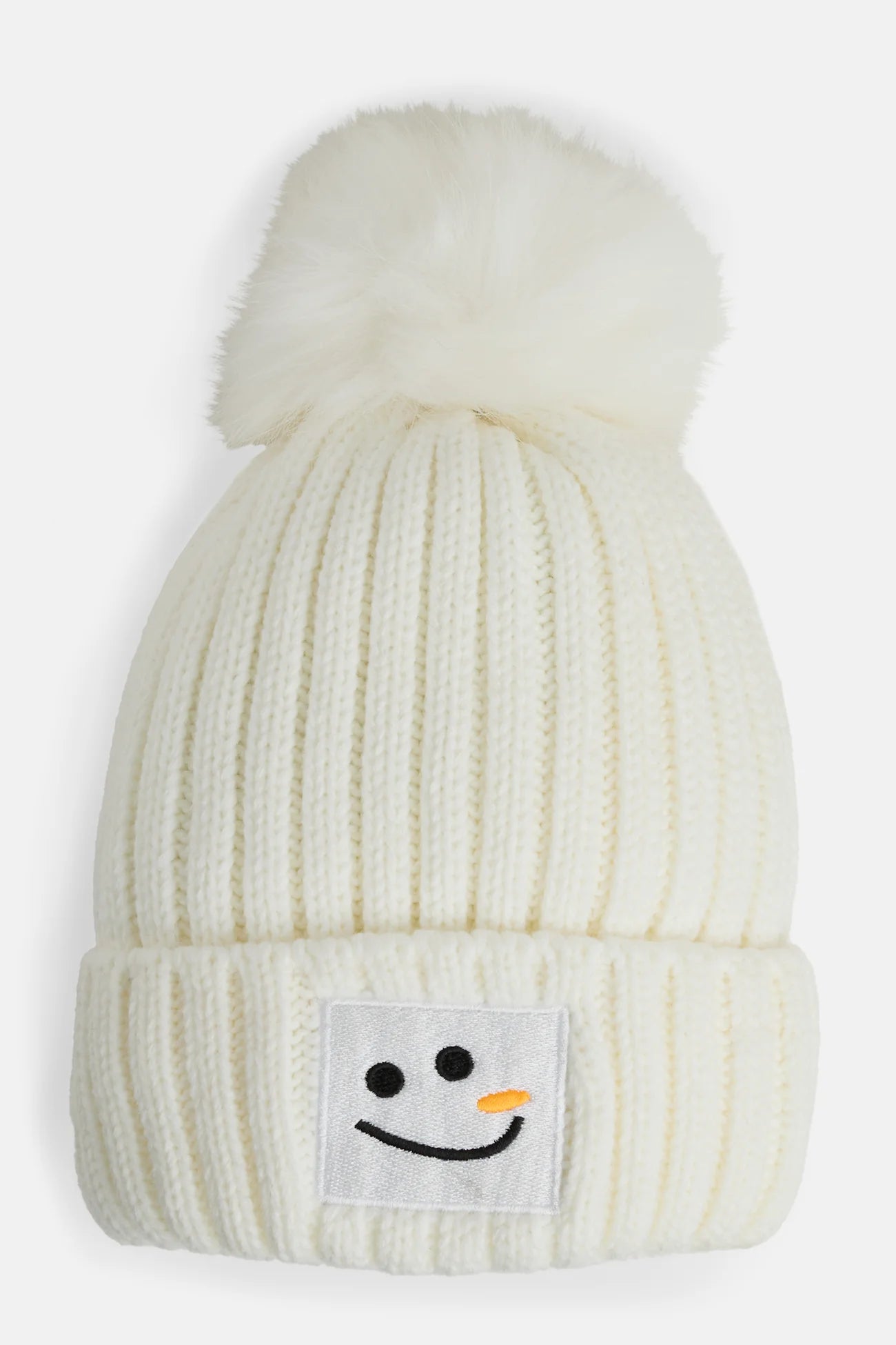 Gorro con parche de muñeco de nieve - blanco