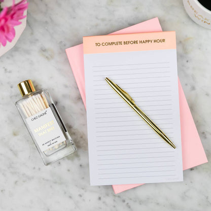 Chez Gagné - To Complete Before Happy Hour - Lined Notepad  - Sunset Pink - 65 perforated pages - 5x8