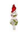 12"GLASS HOLLY+CARDINAL TREE TOP
