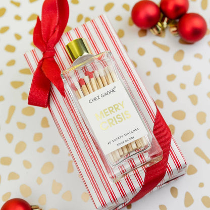 Merry Crisis - Cerillas de seguridad navideñas para botellas de vidrio - Blanco/Rojo